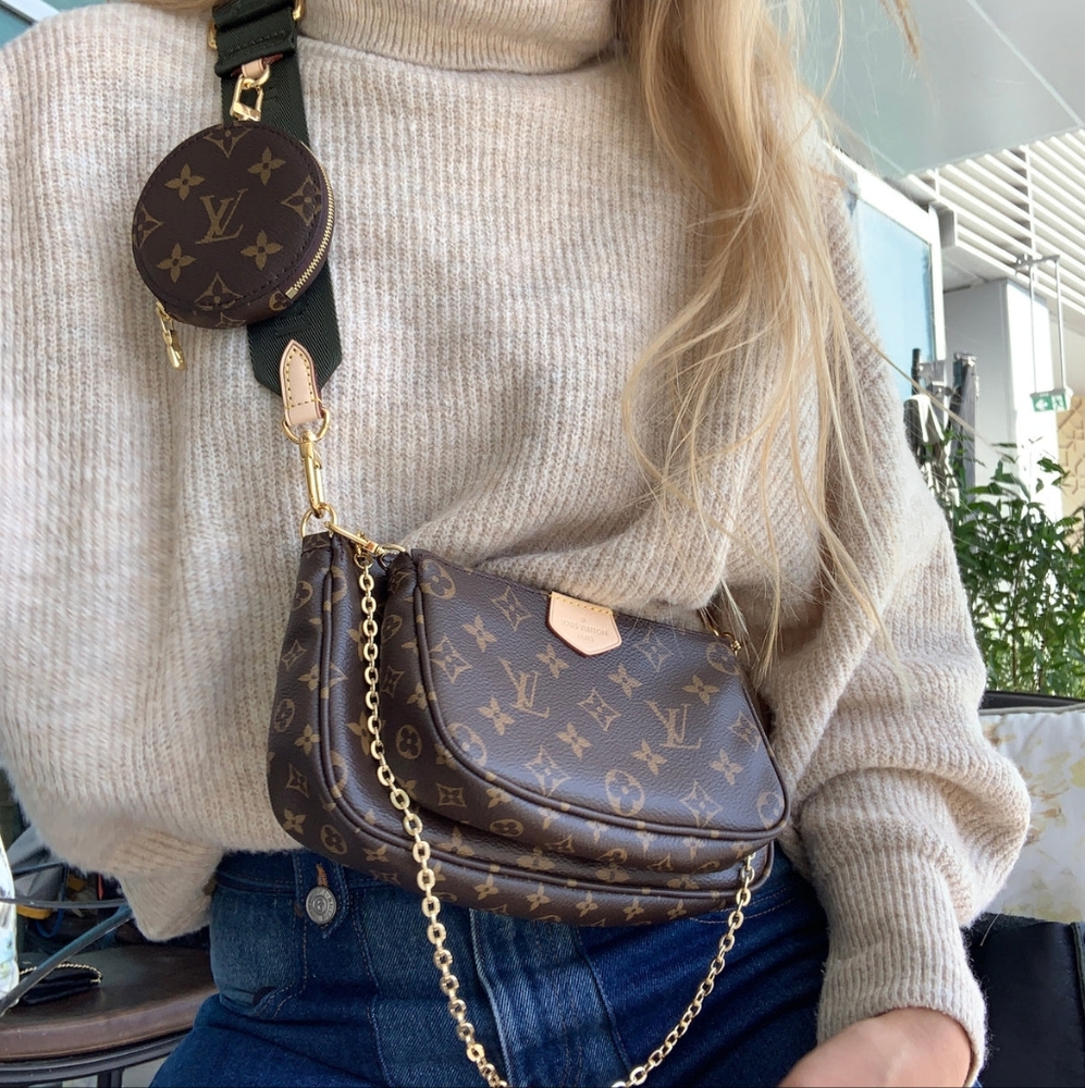 LV Louis Vuitton Multi Pochette Accessoires Khaki Monogram M44813 MSRP $2890 - Picture 10 of 16